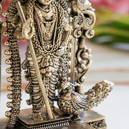 Lord Murugan Brass Idol with Temple Arch Design - Pooja and Spiritual Home Decor
