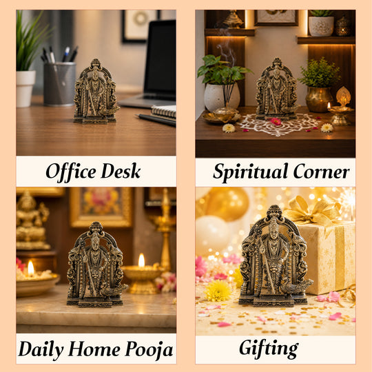 Lord Murugan Brass Idol with Temple Arch Design - Pooja and Spiritual Home Decor