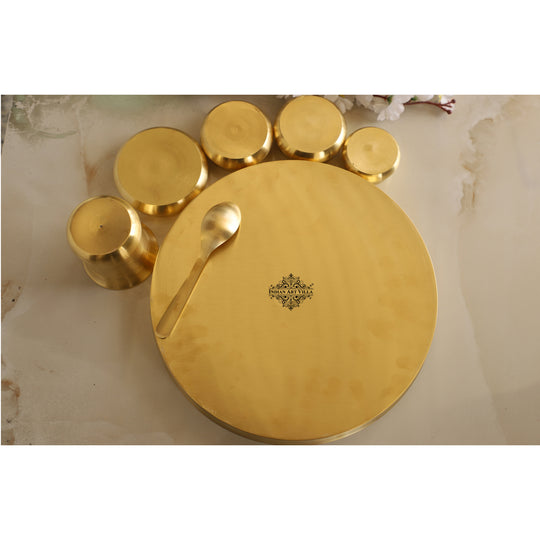 Pure Brass 7 Pieces Dinner Set in Matt Finish