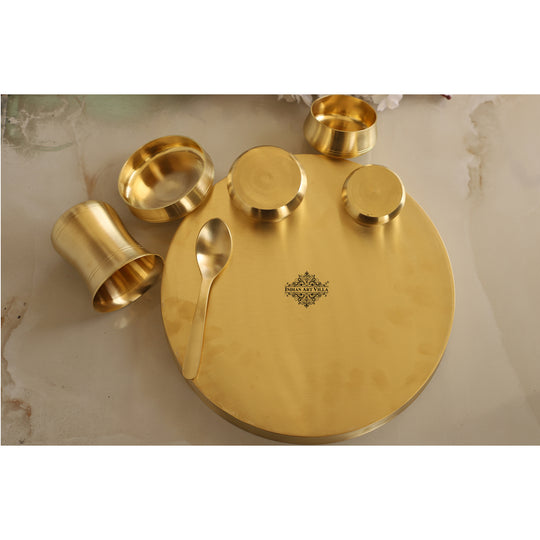 Pure Brass 7 Pieces Dinner Set in Matt Finish
