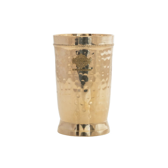 Brass Glass Tumbler with Etched Mughlai Matt & Hammered Design