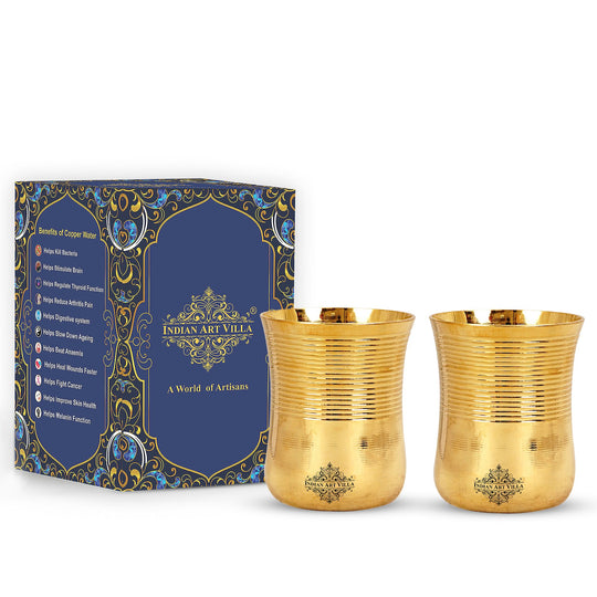 Brass glass with half lining design perfect for vintage-inspired decor enhancing the ambiance of your Indian Art Villa