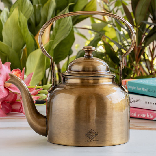 Pure Brass Designer Tea Kettle Pot, Serving Tea Coffee, Tableware