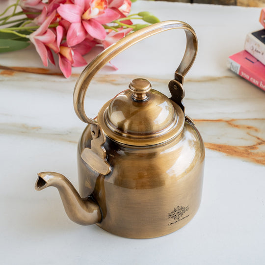 Pure Brass Designer Tea Kettle Pot, Serving Tea Coffee, Tableware
