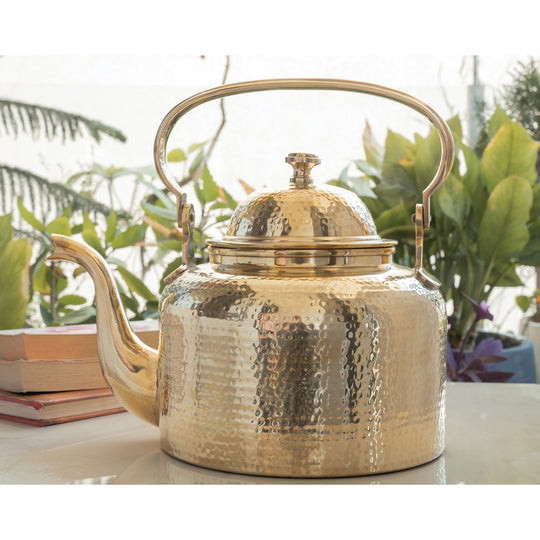 Pure Brass Designer Tea Kettle Pot, Serving Tea Coffee, Tableware