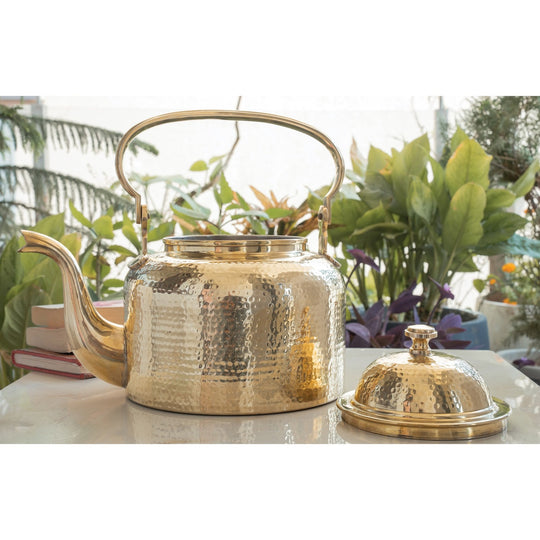 Pure Brass Designer Tea Kettle Pot, Serving Tea Coffee, Tableware