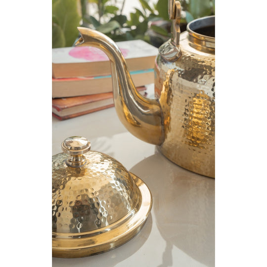 Pure Brass Designer Tea Kettle Pot, Serving Tea Coffee, Tableware