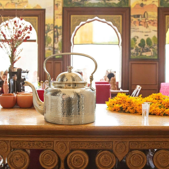 Pure Brass Designer Tea Kettle Pot, Serving Tea Coffee, Tableware