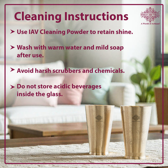 Embossed Flower Design Brass Lassi Glass