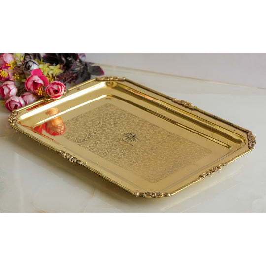Elegant brass platter by Indian Art Villa perfect for gifting festive serving or placing as centerpiece decoration