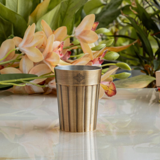 Pure Brass Lining Design Tea Glass - 150ml