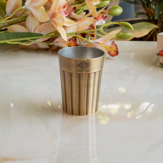 Pure Brass Lining Design Tea Glass - 150ml