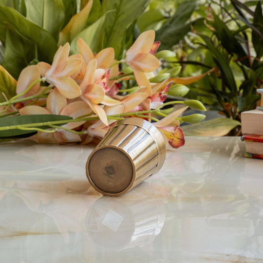 Pure Brass Lining Design Tea Glass - 150ml