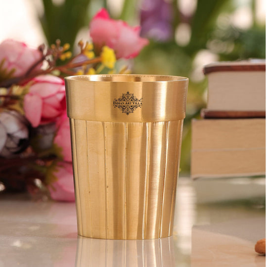 Pure brass glass with a beautiful lining pattern offering both style and practicality for your beverage needs.