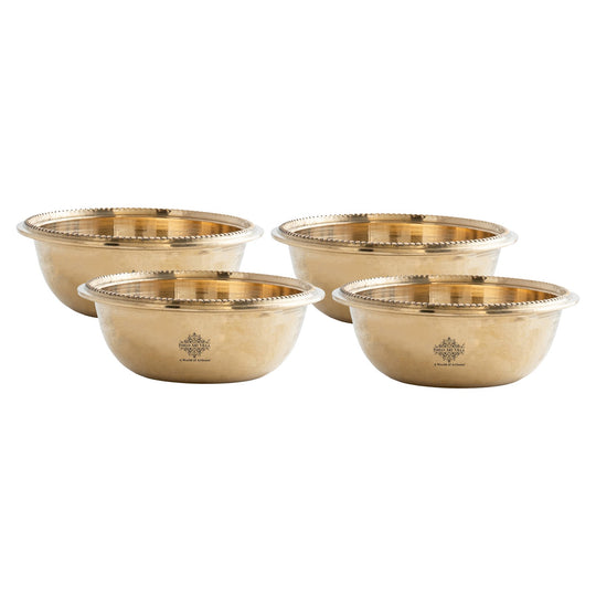 Pure Brass Bowl With Hammered Beading Design