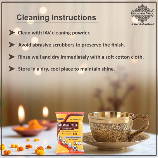 Pure Brass Embossed Design Cup &amp; Saucer- 150 ML