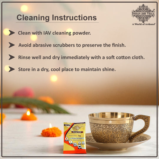 Pure Brass Embossed Design Cup &amp; Saucer- 150 ML