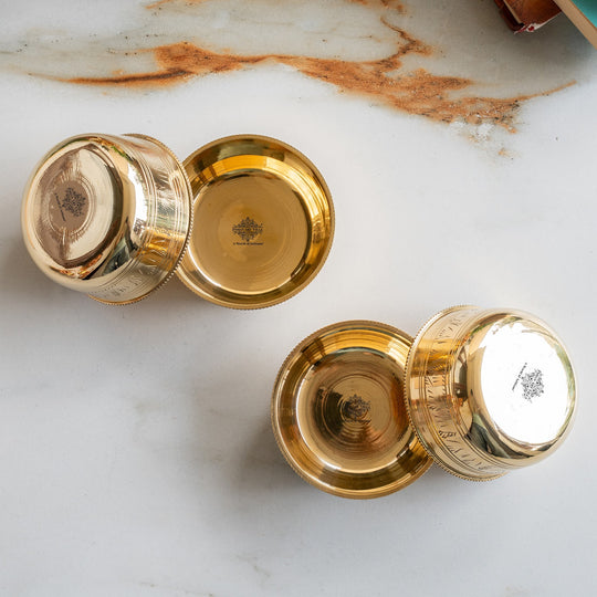 Pure Brass Bowl with Etching & Beeding – Elegant Dining Bowl Set
