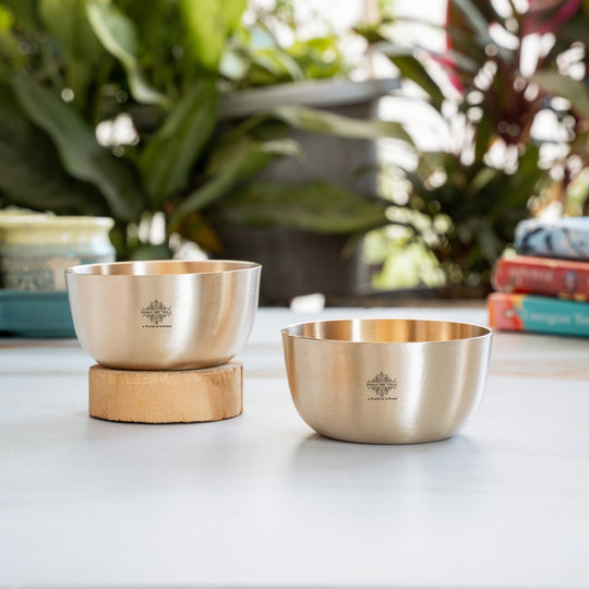 Brass Bowl With Matt Finish Design, Diameter-8.89 cm