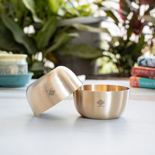 Brass Bowl With Matt Finish Design, Diameter-8.89 cm