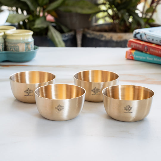 Brass Bowl With Matt Finish Design, Diameter-8.89 cm