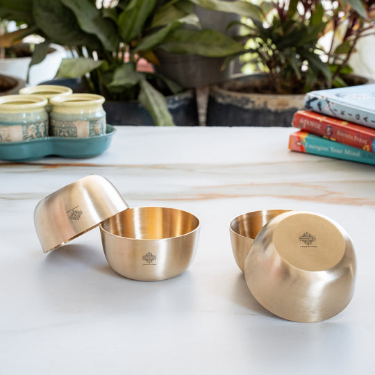 Brass Bowl With Matt Finish Design, Diameter-8.89 cm