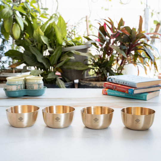 Brass Bowl With Matt Finish Design, Diameter-8.89 cm