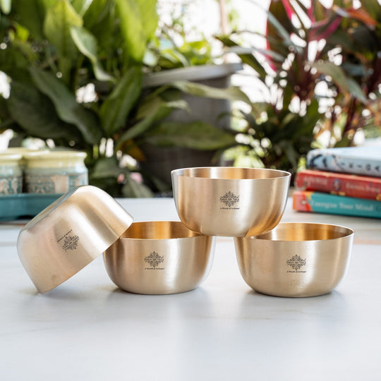 Brass Bowl With Matt Finish Design, Diameter-8.89 cm