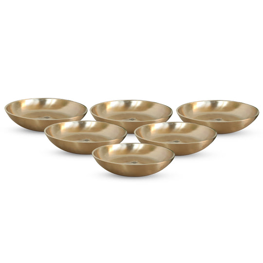 Indian Art Villa brass plate set of 6 in matt finish used for traditional food serving during hotel banquets and festive events