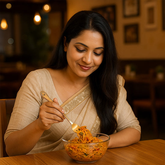 Brass Fork With Bedding Design, Length-8 Inches