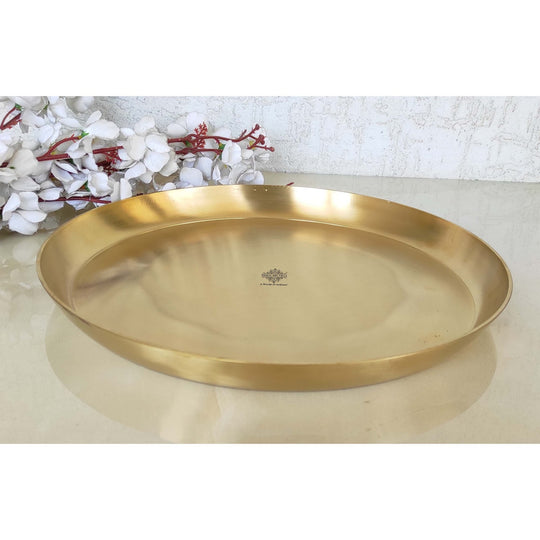 Pure Brass Thali, Matt Finish Design, Sarveware, Dinnerware Plate