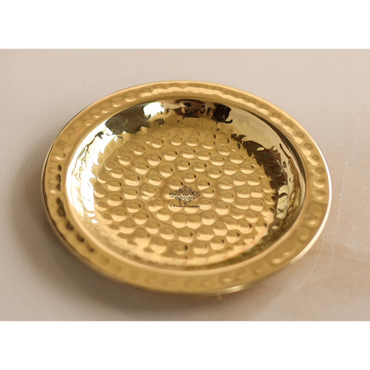 Pure Brass Hammered Coaster – 11.4 cm