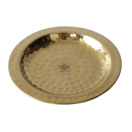 Pure Brass Hammered Coaster – 11.4 cm