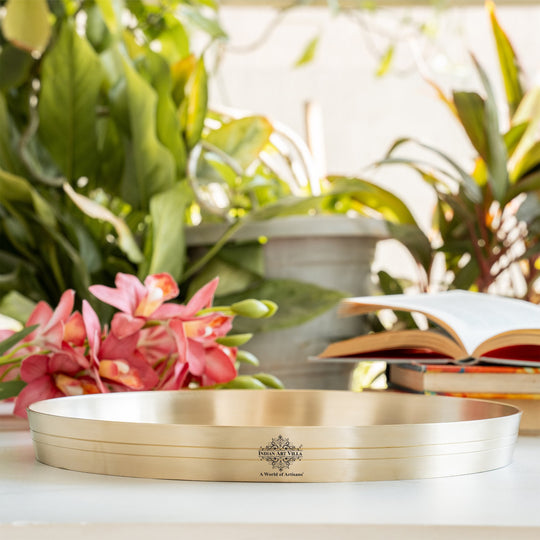 Pure Brass Thali With Matt Finish Plain Design for Dining & Pooja