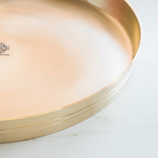 Pure Brass Thali With Matt Finish Plain Design for Dining & Pooja