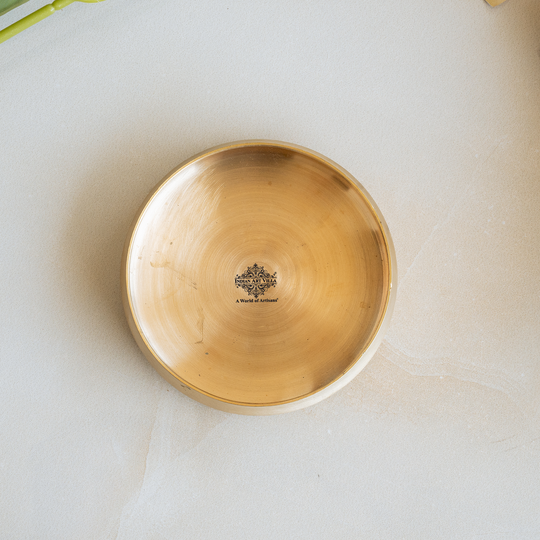 Pure Brass Pudding Plate - Matt Finish Curved RIce Plate