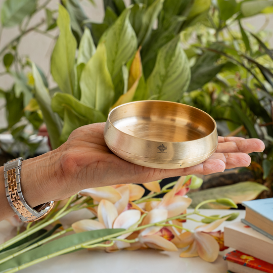 Pure Brass Pudding Plate - Matt Finish Curved RIce Plate