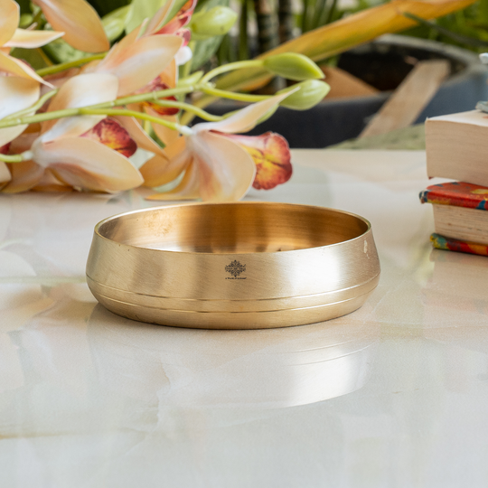 Pure Brass Pudding Plate - Matt Finish Curved RIce Plate