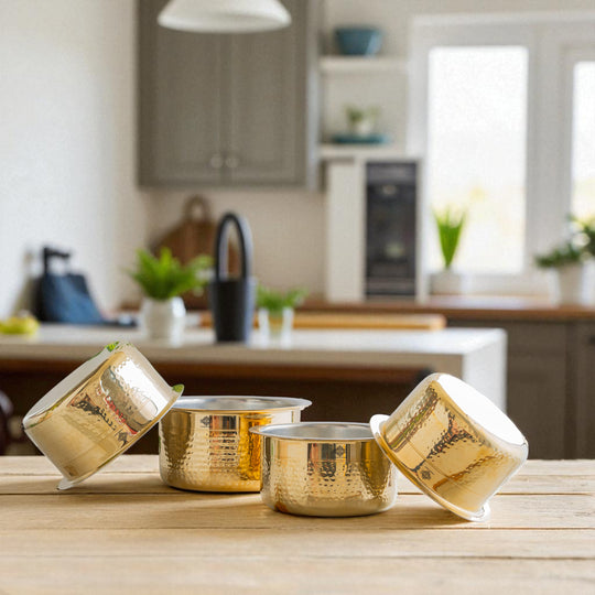 Pure Brass Hammered Design Bhagona  with inside Tin Lining