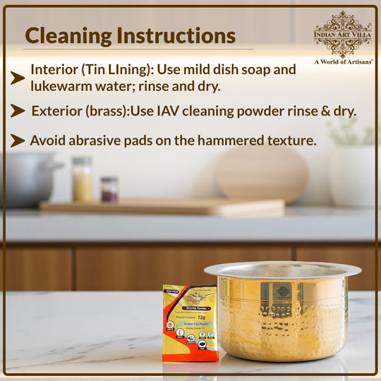 Pure Brass Hammered Design Bhagona  with inside Tin Lining