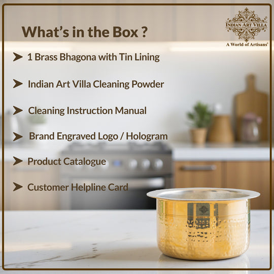 Pure Brass Hammered Design Bhagona  with inside Tin Lining