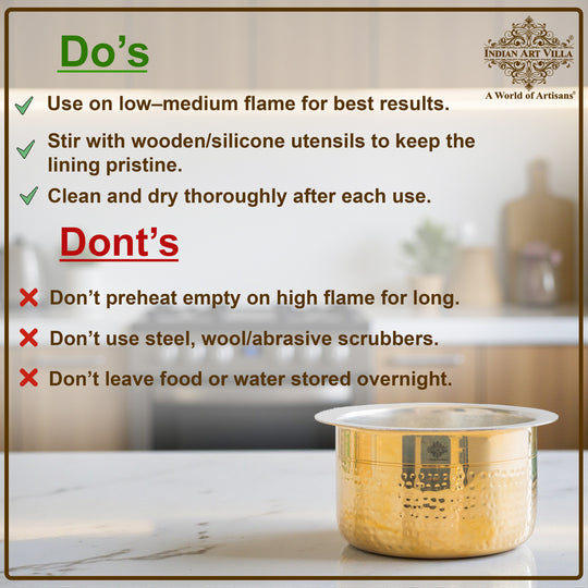 Pure Brass Hammered Design Bhagona  with inside Tin Lining