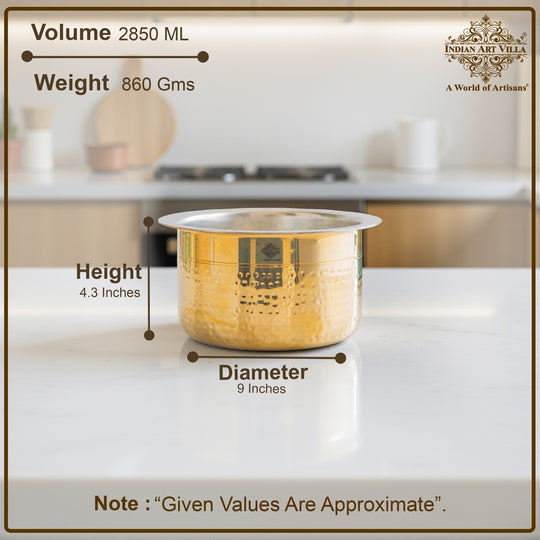 Pure Brass Hammered Design Bhagona  with inside Tin Lining