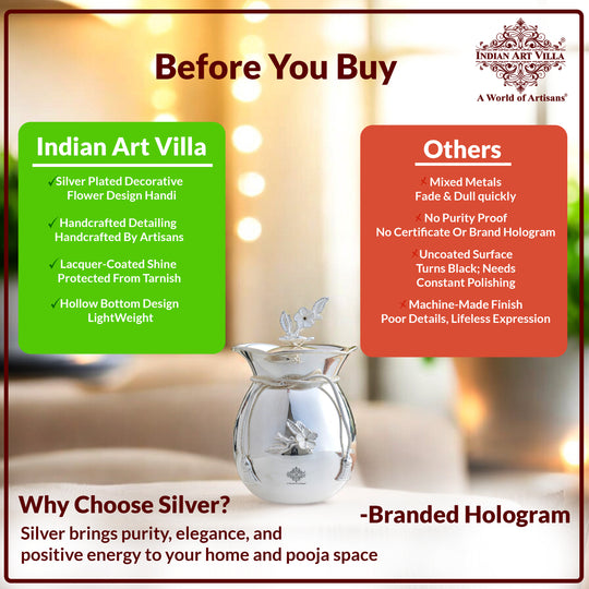 Silver Plated Decorative Flower Design Handi