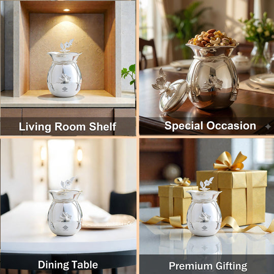 Silver Plated Decorative Flower Design Handi