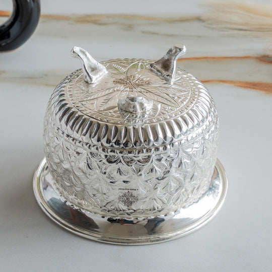 Brass Silver-Plated Designer Bowl with 3 Legs