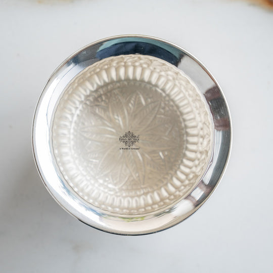 Brass Silver-Plated Designer Bowl with 3 Legs