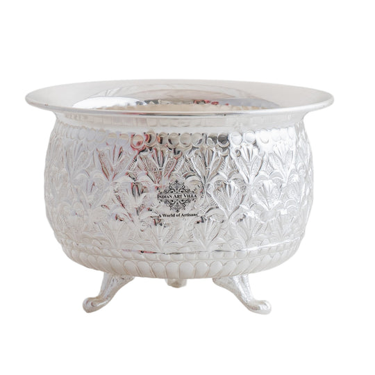Brass Silver-Plated Designer Bowl with 3 Legs