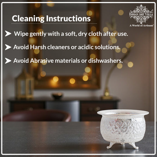 Brass Silver-Plated Designer Bowl with 3 Legs