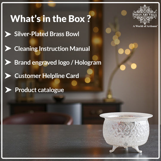 Brass Silver-Plated Designer Bowl with 3 Legs